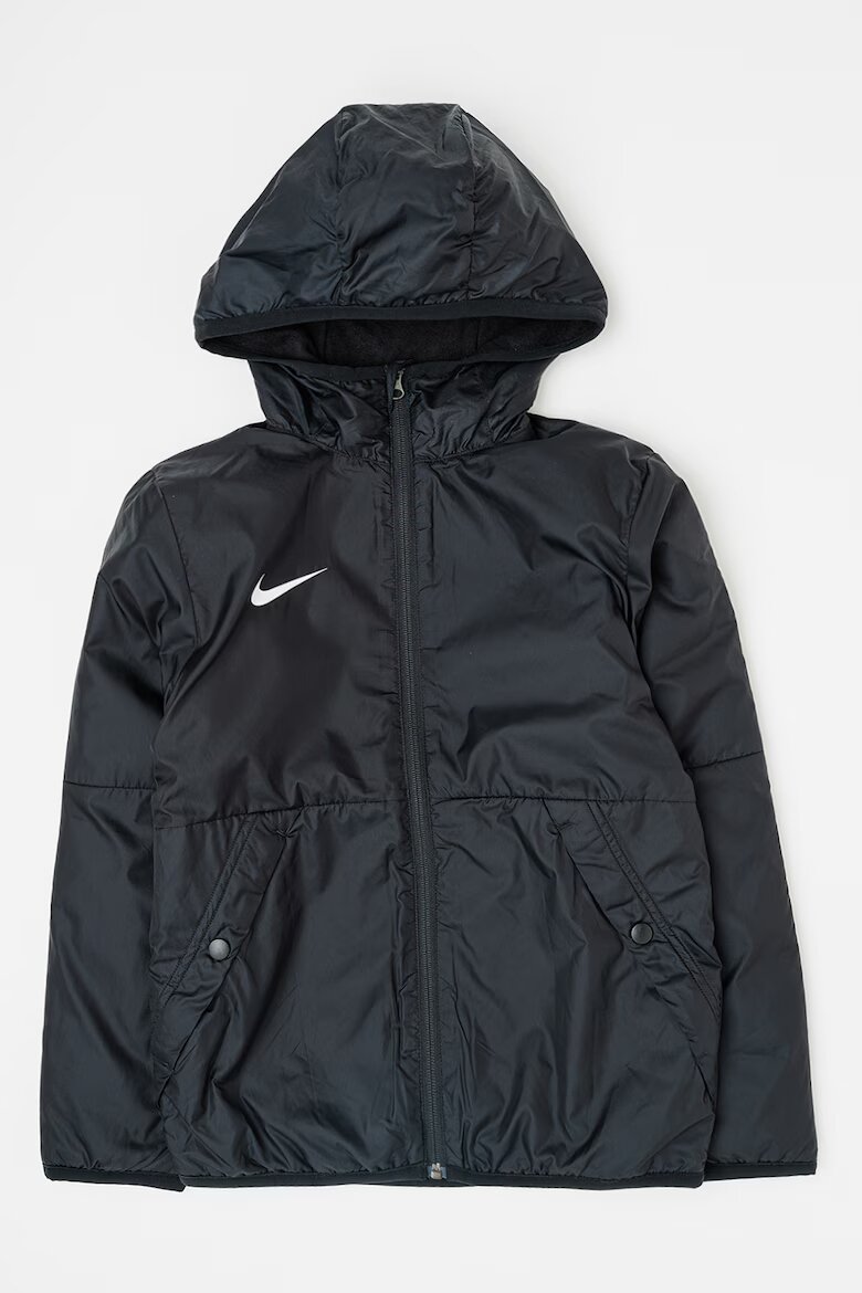 Nike Футболно яке с качулка и лого Черен/Бял