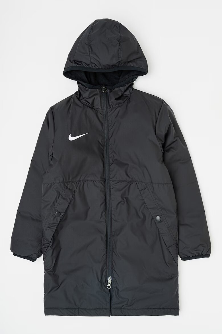 Nike Футболно яке с качулка и лого Черен/Бял