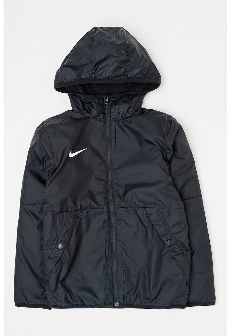Nike Футболно яке с качулка и лого - Черен/Бял