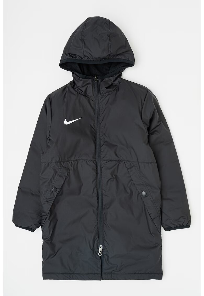Nike Футболно яке с качулка и лого - Черен/Бял