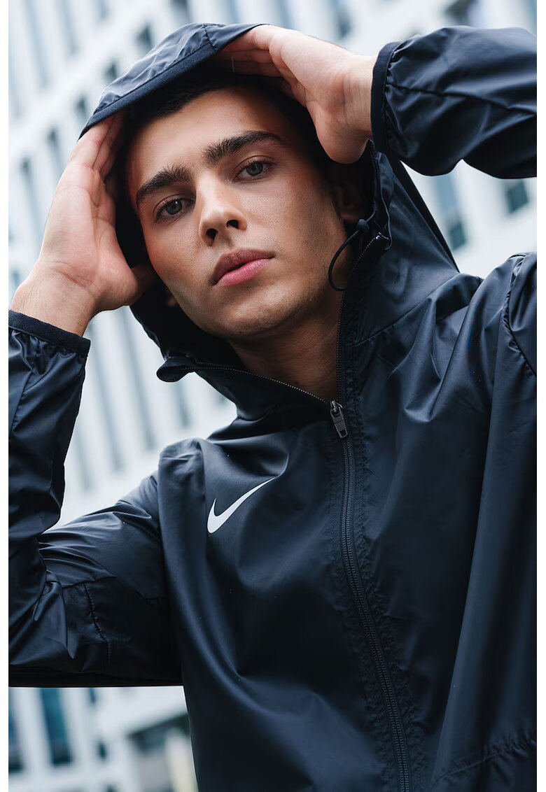Nike Футболно яке с качулка и цип - Бял/Черен