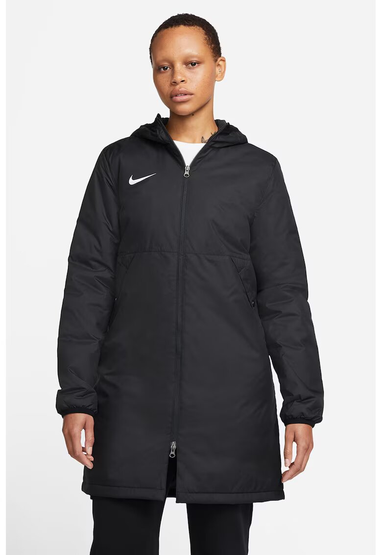 Nike Футболно зимно яке с качулка - Бял/Черен