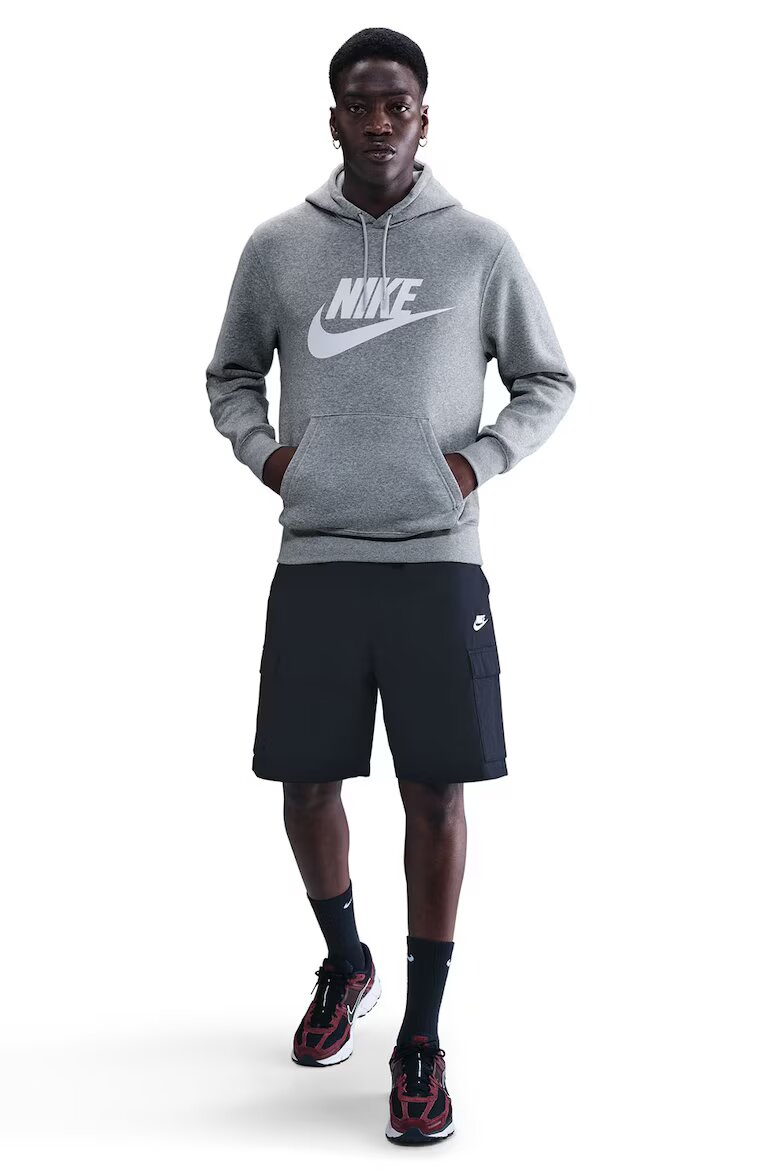 Nike Худи Club с лого Бял/Сив меланж