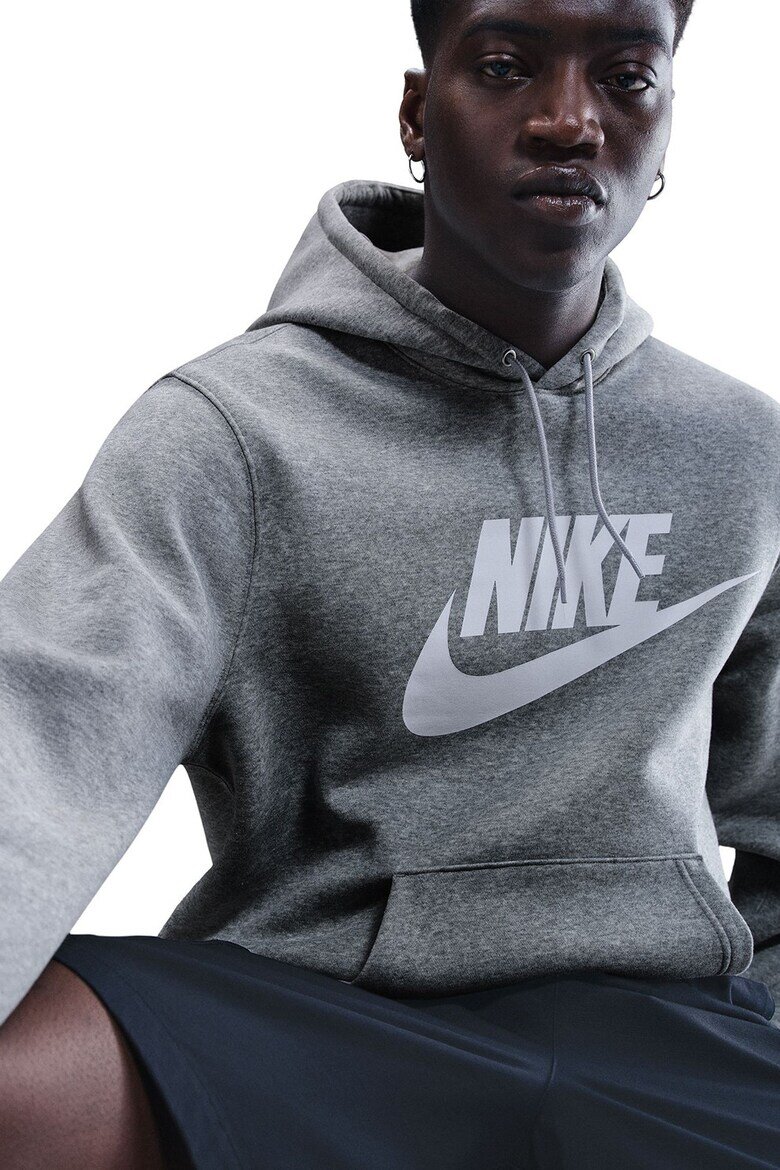 Nike Худи Club с лого Бял/Сив меланж