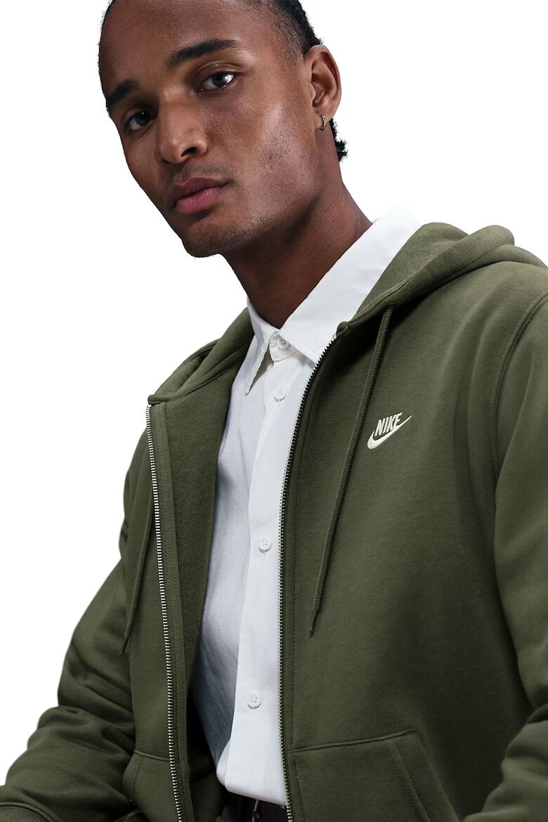 Nike Худи Club с цип и лого Бледо каки