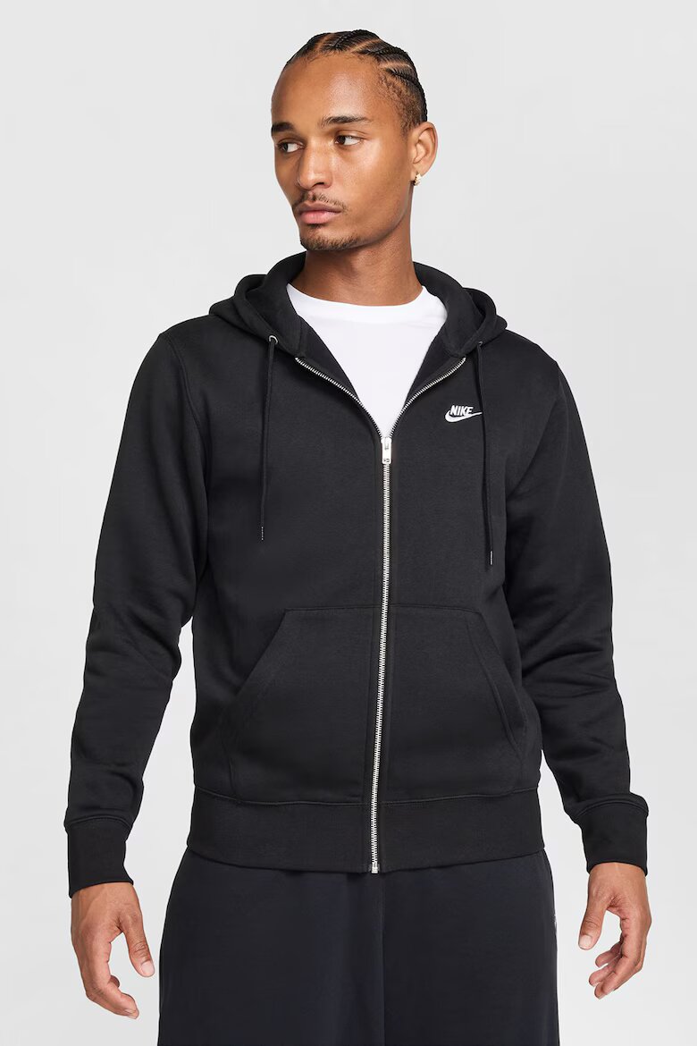 Nike Худи Club с цип и лого Бял/Черен