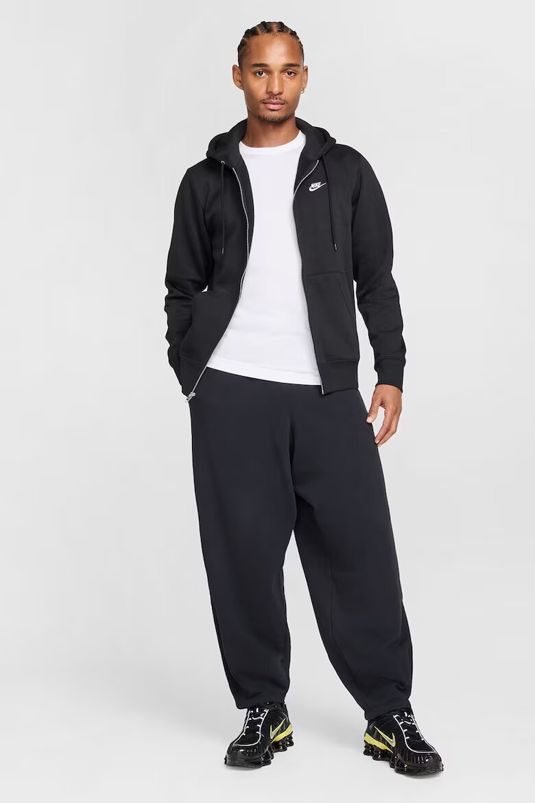Nike Худи Club с цип и лого Бял/Черен