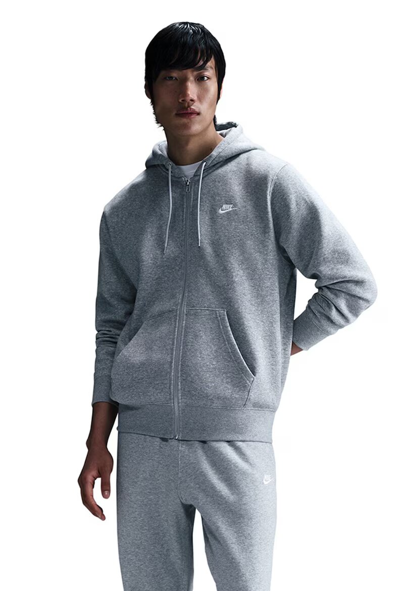 Nike Худи Club с цип и лого Сив меланж