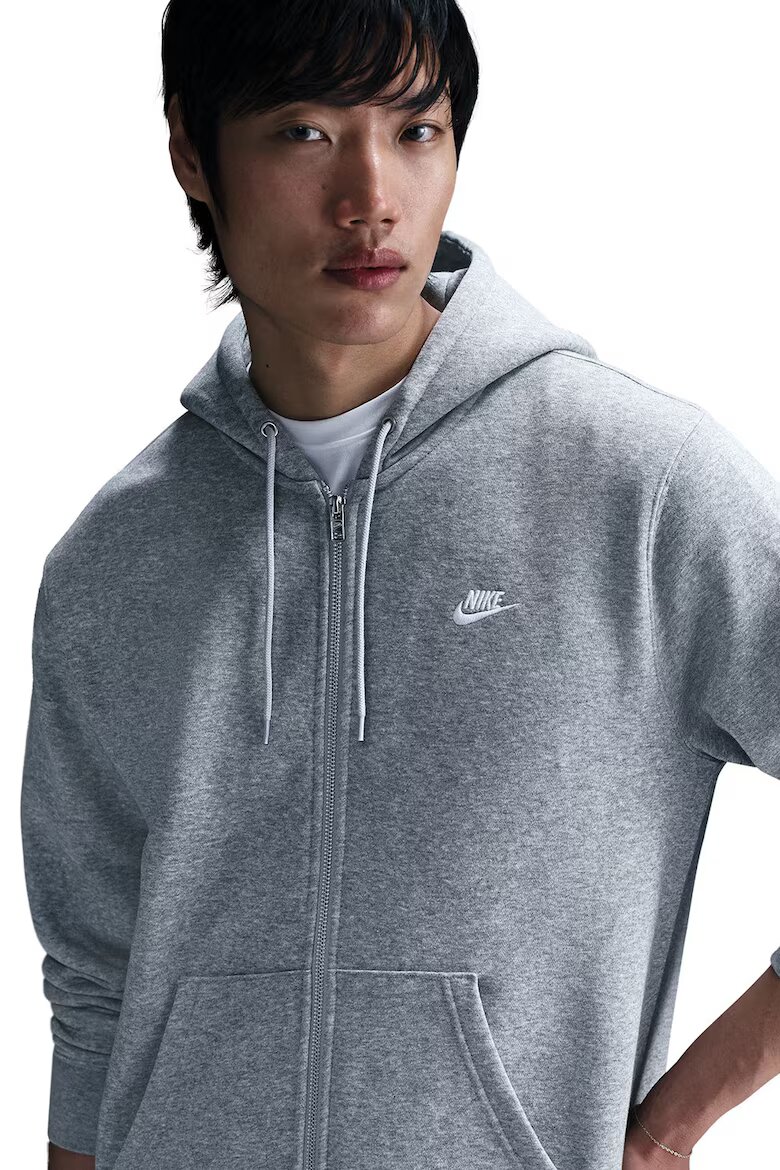 Nike Худи Club с цип и лого Сив меланж