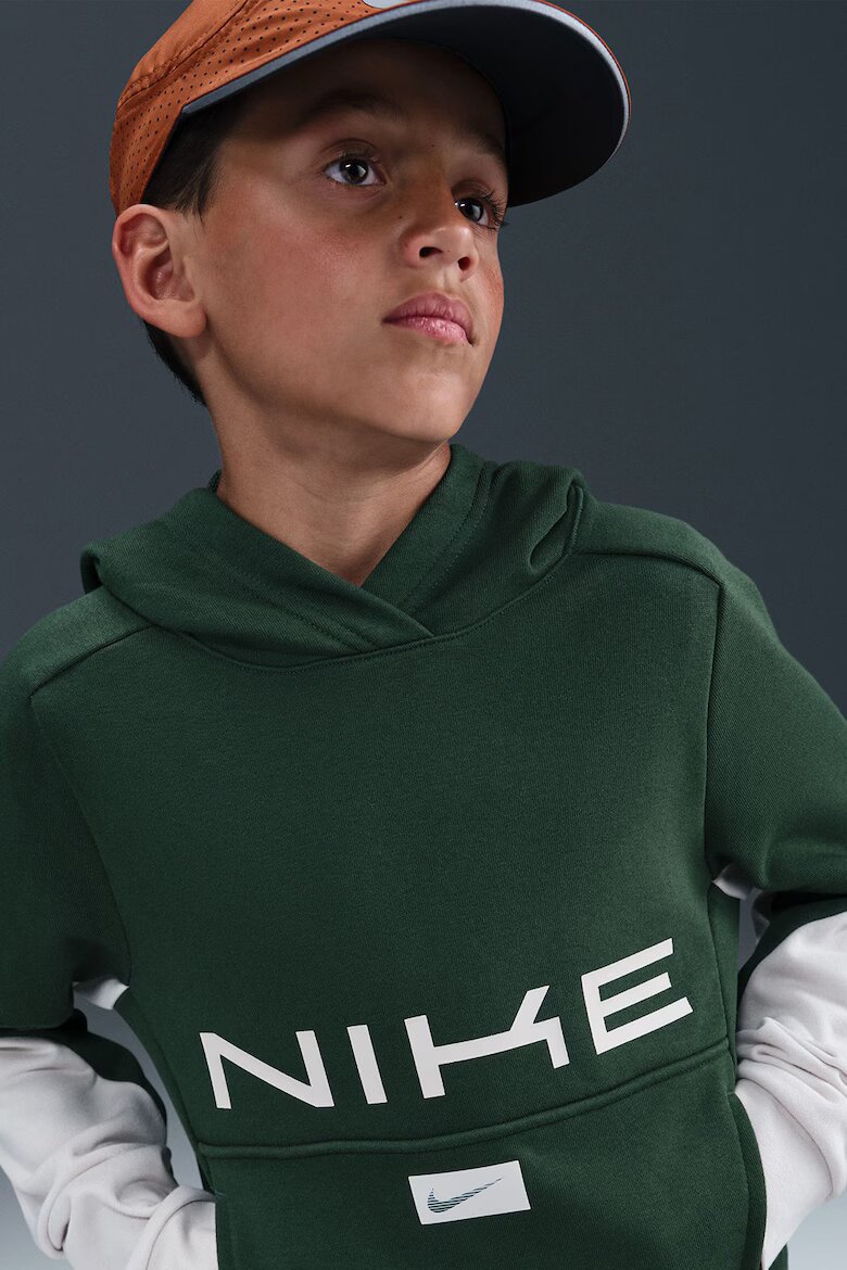 Nike Худи Multisport с джоб кенгуру Бял/Тъмнозелен