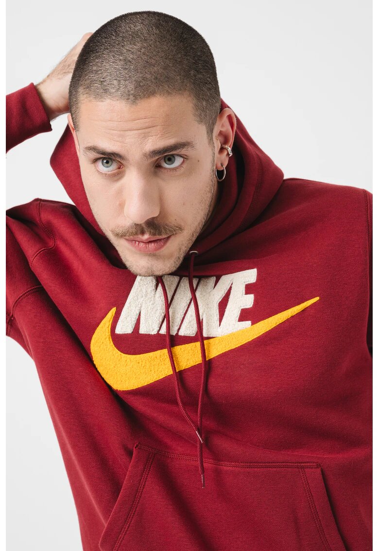 Nike Худи с лого - Оранжев/Тъмночервен/Мръснобял