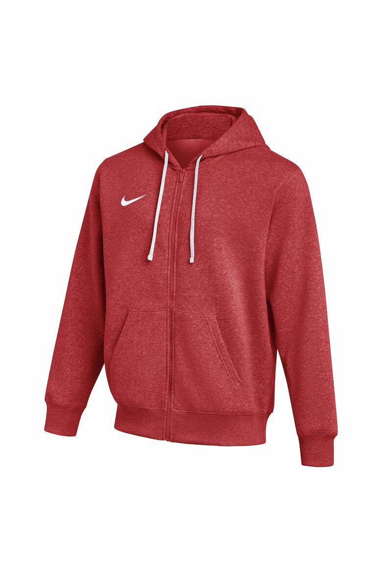 Nike Худи с памук с малко лого и цип Червен