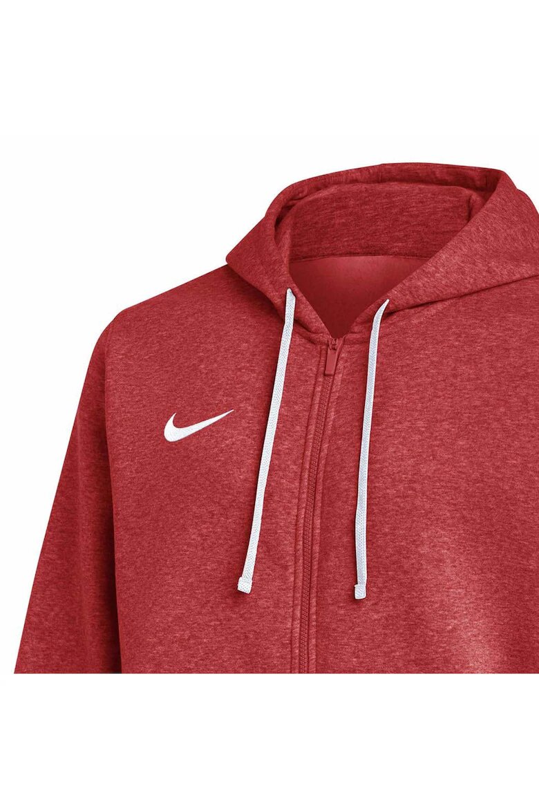 Nike Худи с памук с малко лого и цип Червен