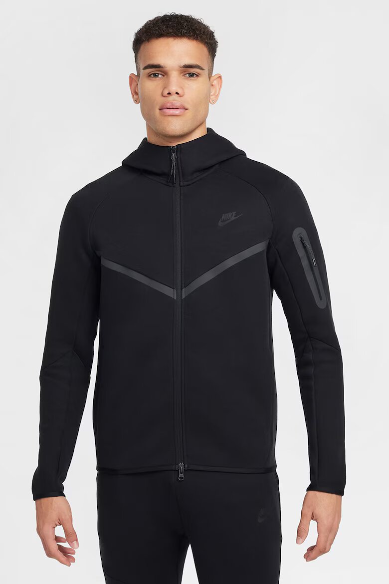 Nike Худи с цип и лого Черен