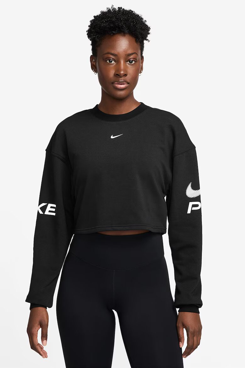Nike Къс фитнес суитшърт Бял/Антрацитно сиво