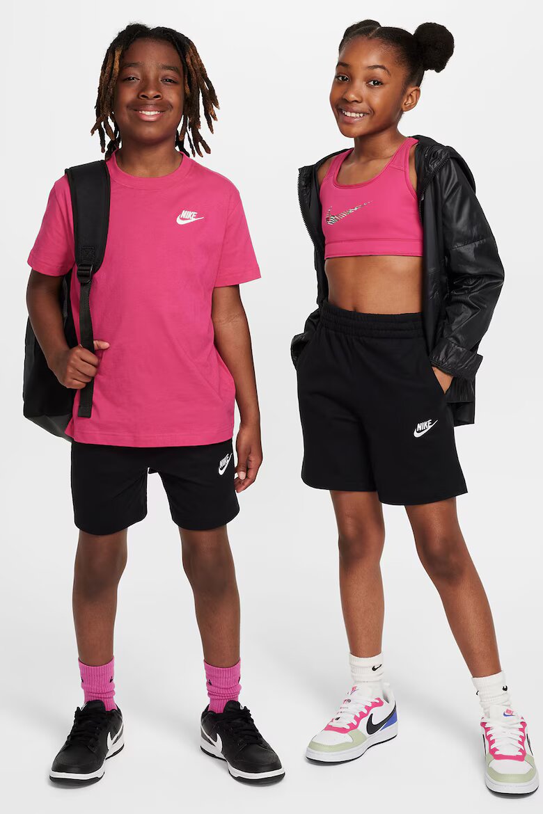 Nike Къс панталон Club с висока талия и връзки Черен