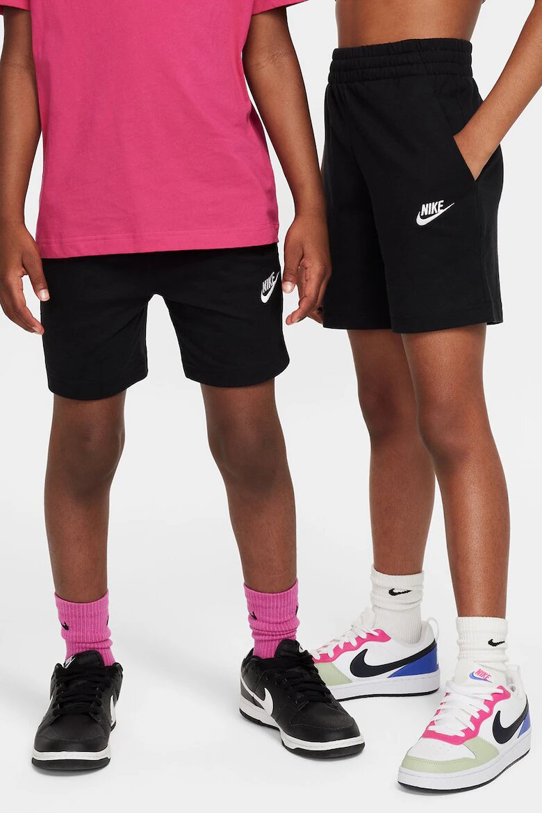 Nike Къс панталон Club с висока талия и връзки Черен