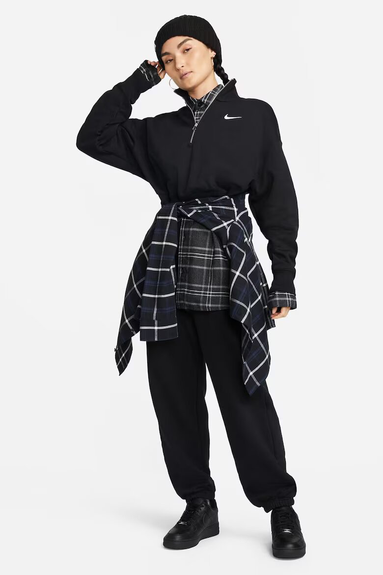 Nike Къс суитшърт с къс цип Черен