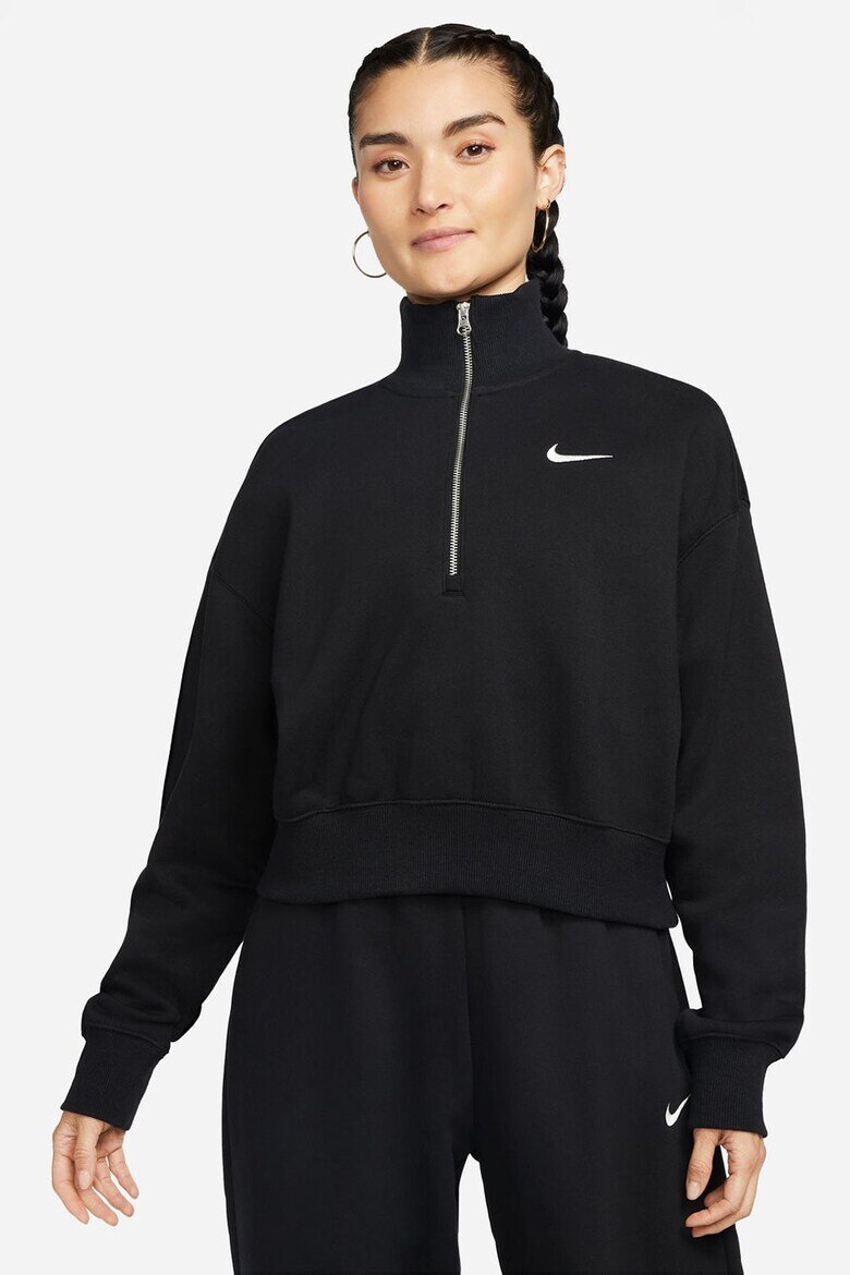 Nike Къс суитшърт с къс цип Черен