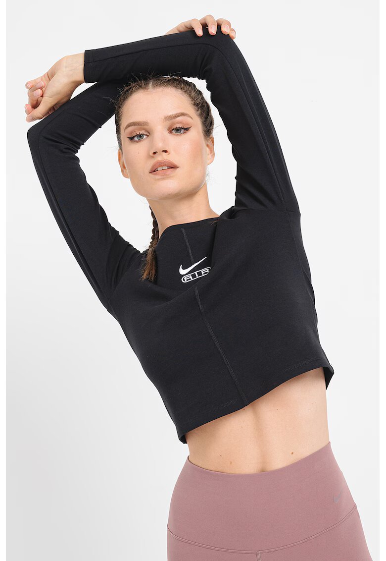 Nike Къса блуза с бродирано лого - Бял/Черен