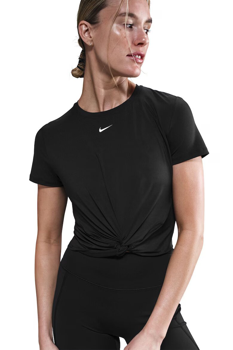 Nike Къса фитнес тениска със усукана фронтална част Черен
