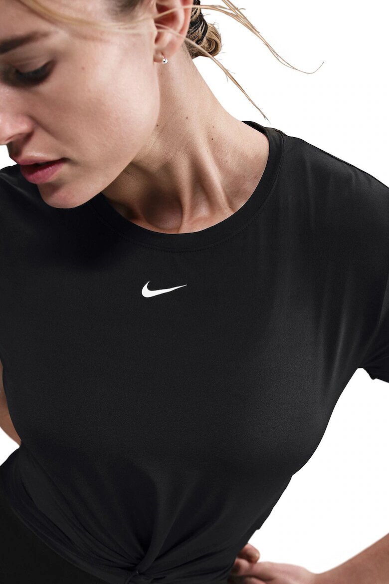 Nike Къса фитнес тениска със усукана фронтална част Черен