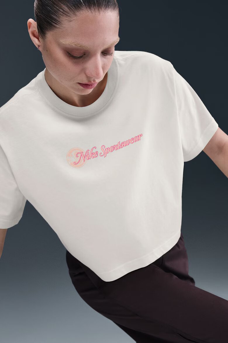 Nike Къса памучна тениска Club Слонова кост