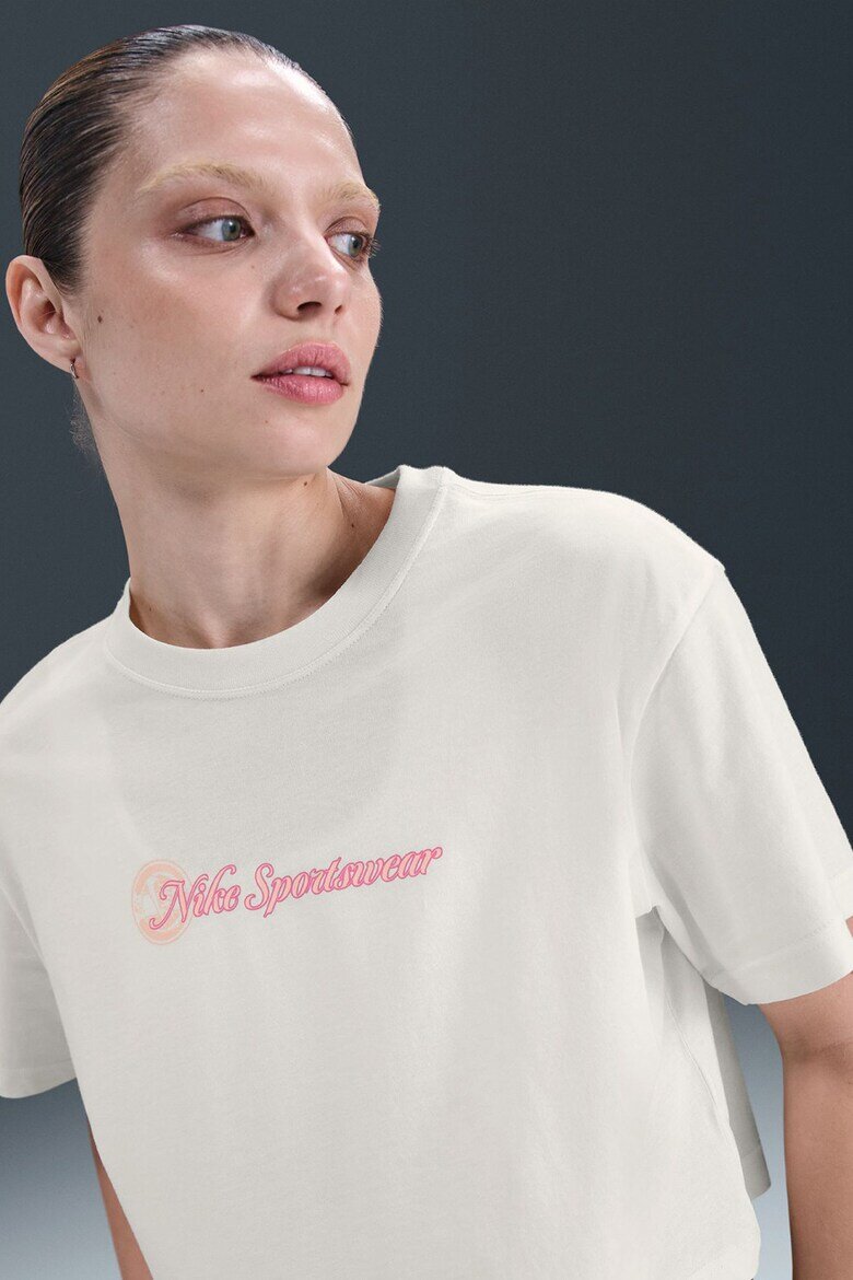 Nike Къса памучна тениска Club Слонова кост