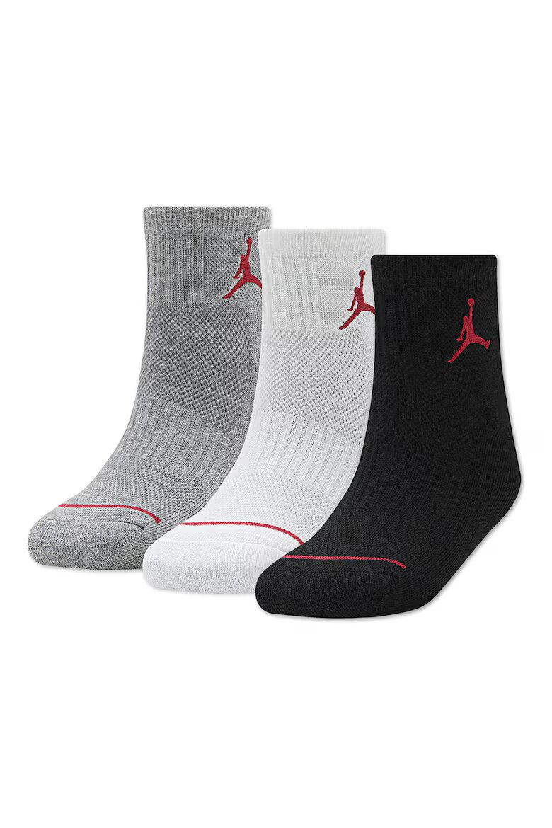 Nike Къси баскетболни чорапи Jordan - 3 чифта Черен/Светлосив меланж