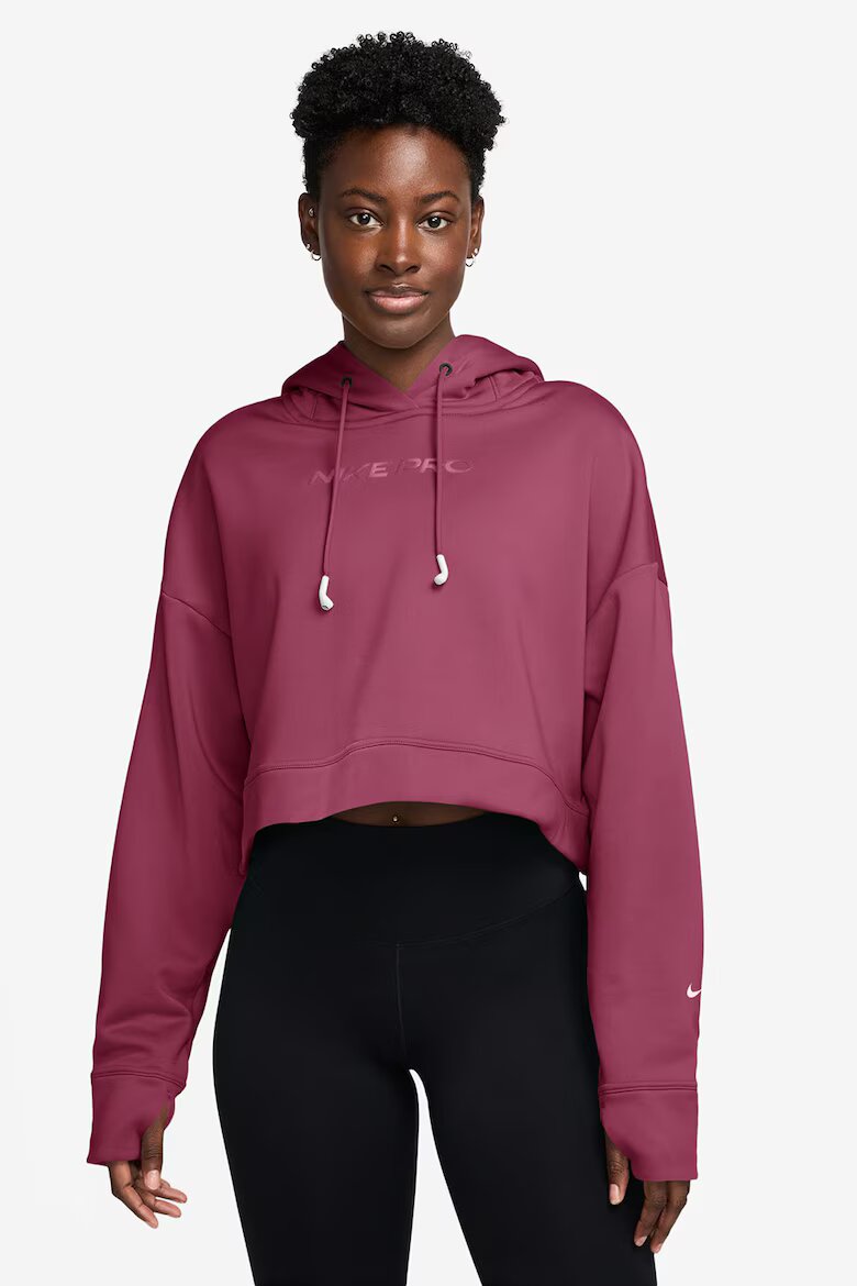 Nike Късо худи с Therma-FIT и лого Тъмнорозов