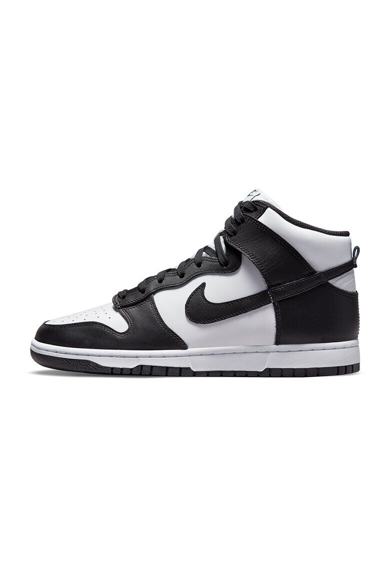 Nike Кожени спортни обувки Dunk Retro с висок профил - Бял/Черен