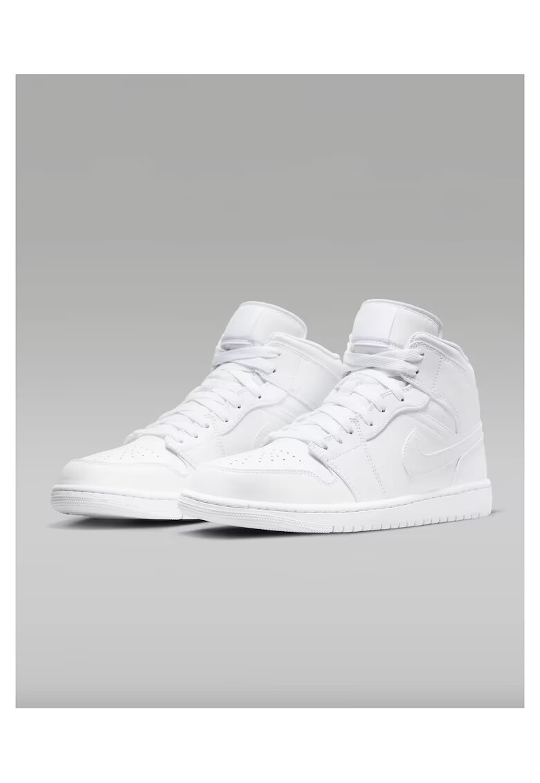 Nike Мъжки спортни обувки AIR JORDAN Mid 1 - бели - естествена кожа - гумена подметка 2c със система Air cushioning - модел 554724-136