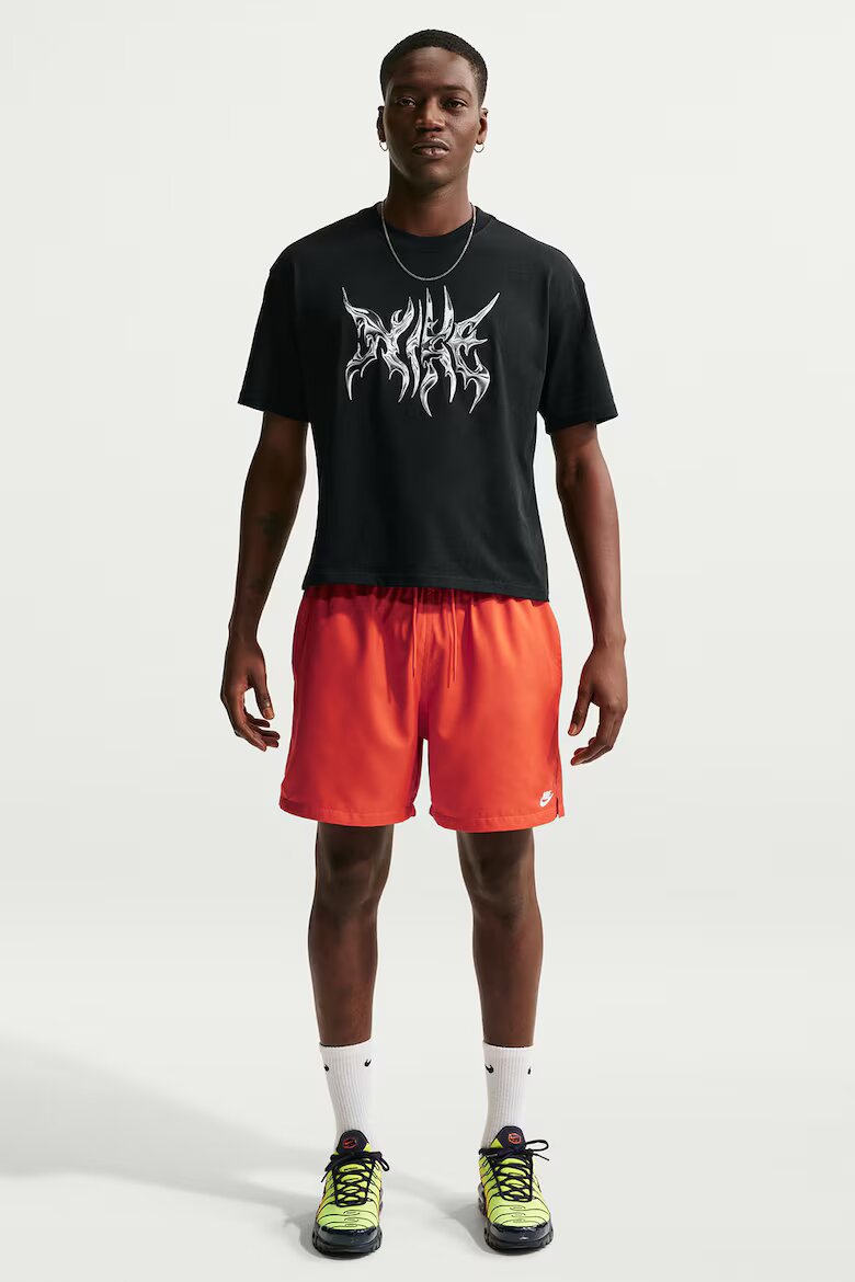Nike Памучна тениска с лого отпред и отзад Черен/Бял