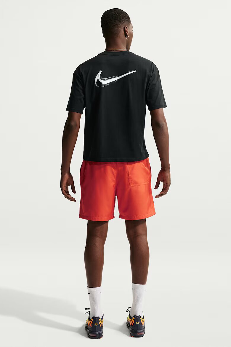 Nike Памучна тениска с лого отпред и отзад Черен/Бял