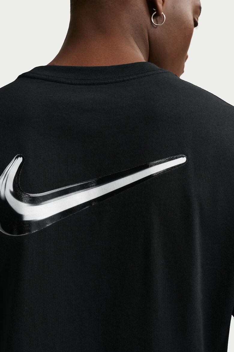 Nike Памучна тениска с лого отпред и отзад Черен/Бял