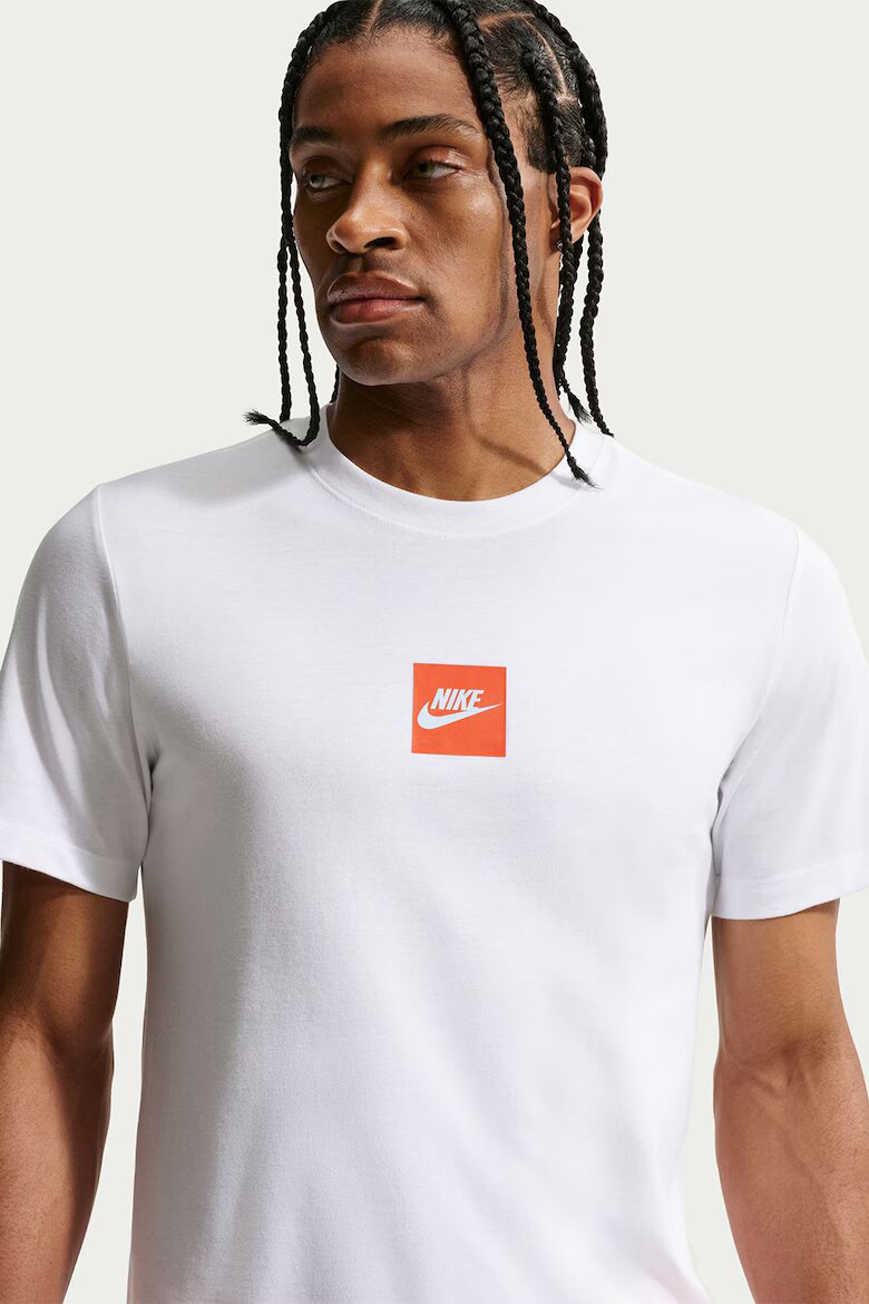 Nike Памучна тениска с овално деколте Бял