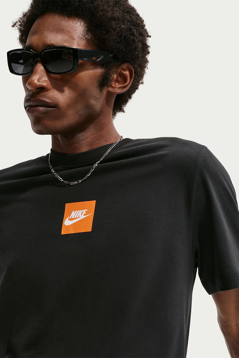 Nike Памучна тениска с овално деколте Черен