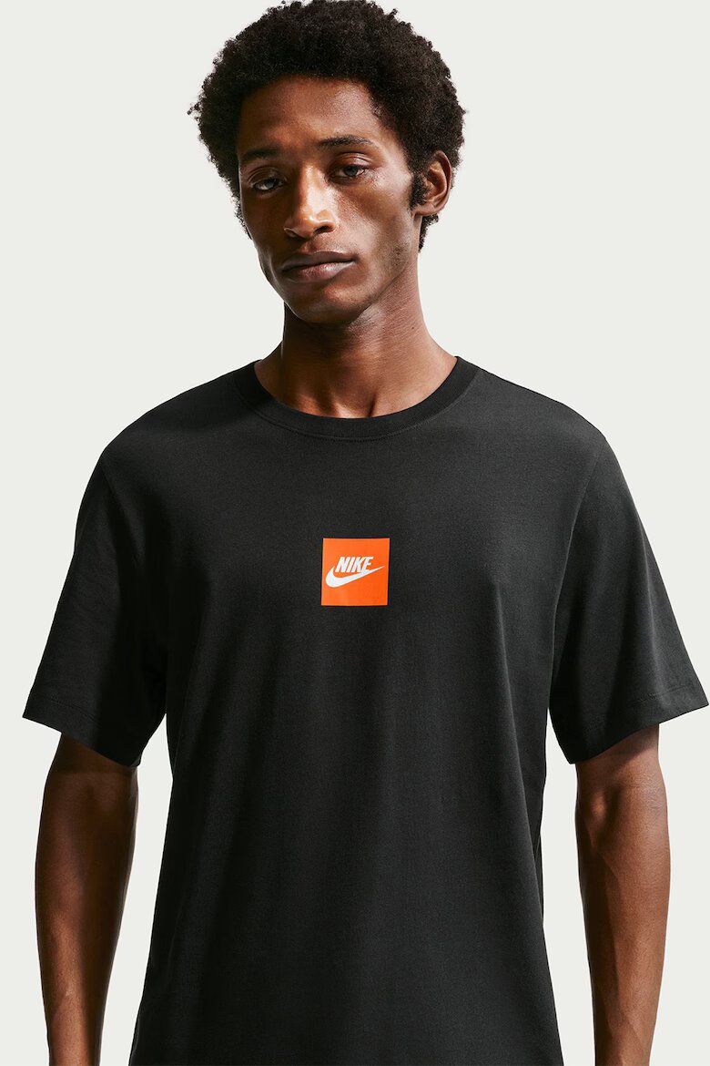 Nike Памучна тениска с овално деколте Черен