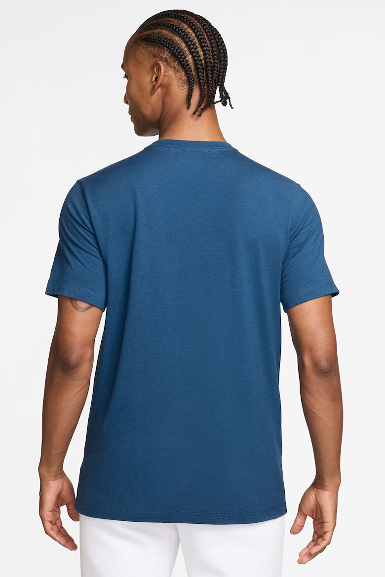 Nike Памучна тениска Sportswear с принт Бял/Тъмносин