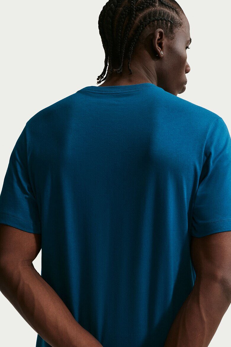 Nike Памучна тениска Sportswear с принт Бял/Тъмносин