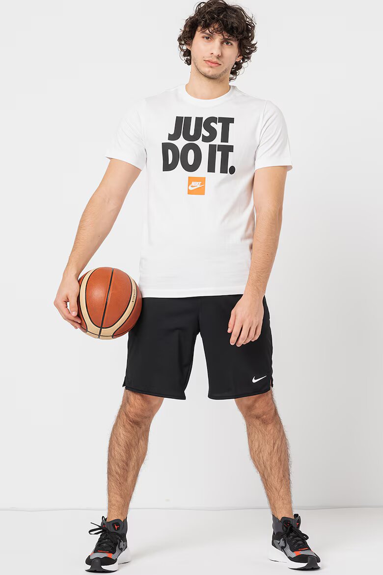 Nike Памучна тениска Sportswear с принт Черен/Бял