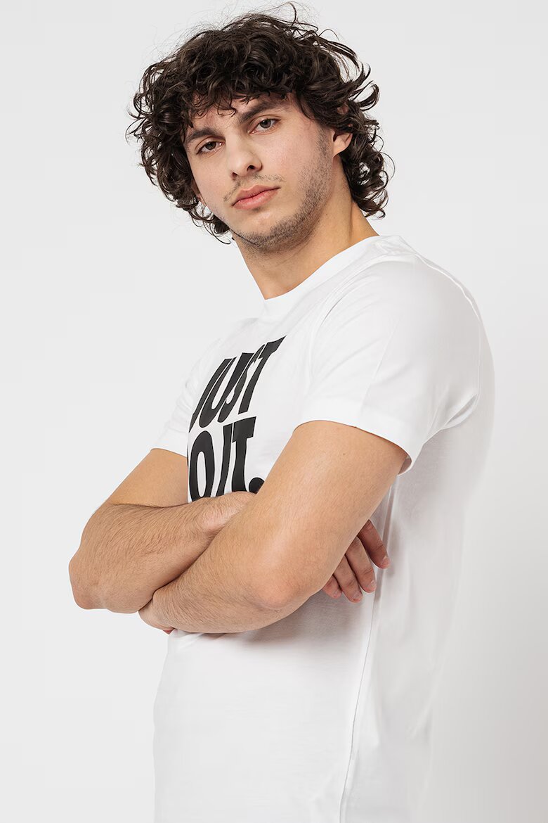 Nike Памучна тениска Sportswear с принт Черен/Бял