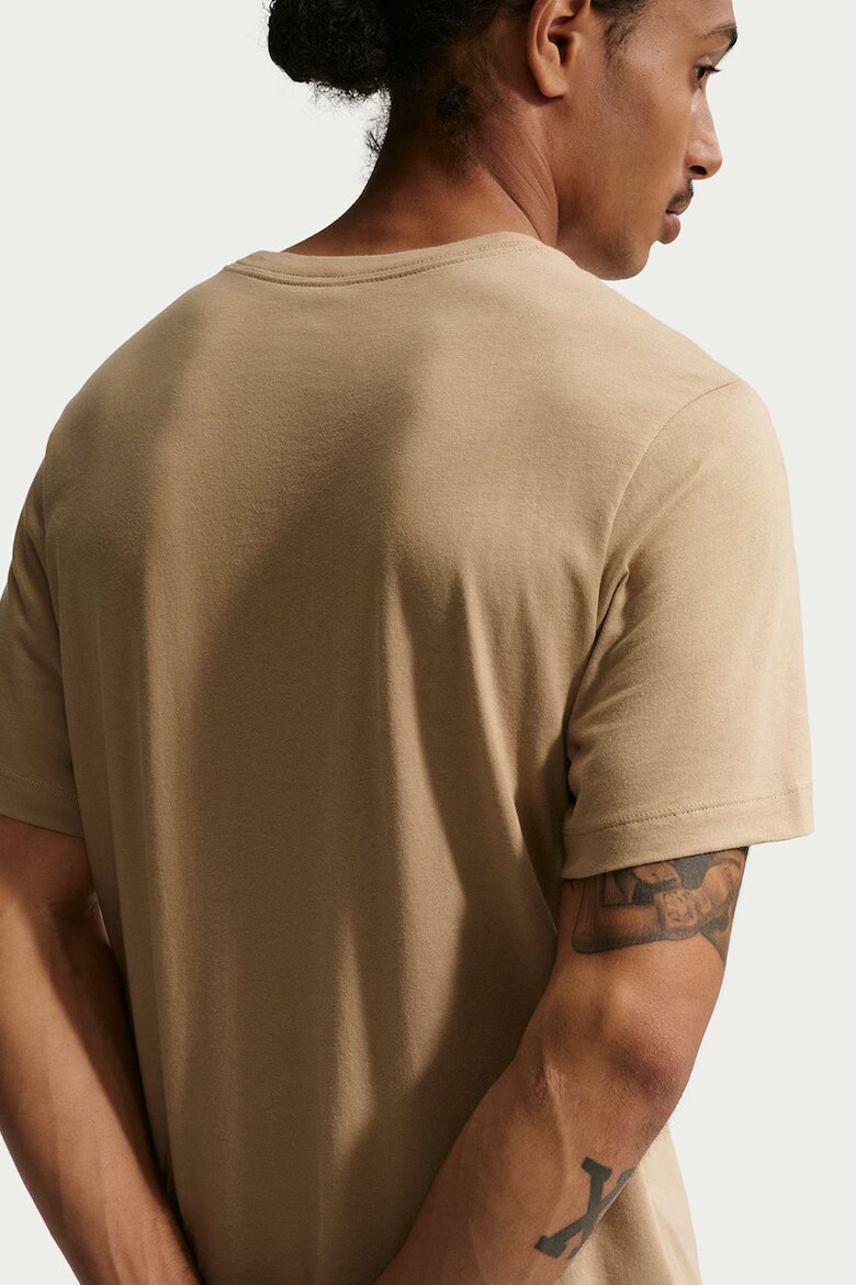 Nike Памучна тениска Sportswear с принт Черен/Светлокафяв