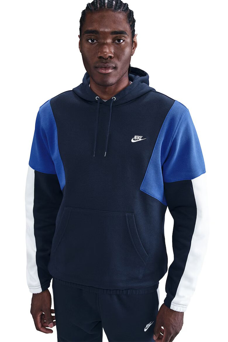 Nike Поларен спортен екип Club с цветен блок Бял/Син/Тъмносин
