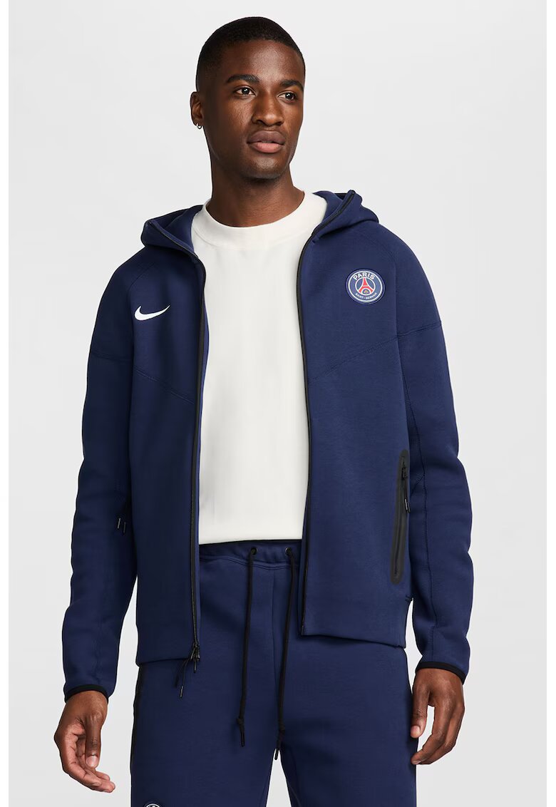 Nike Поларен суитшърт Paris Saint-Germain Tech - Бял/Тъмносин