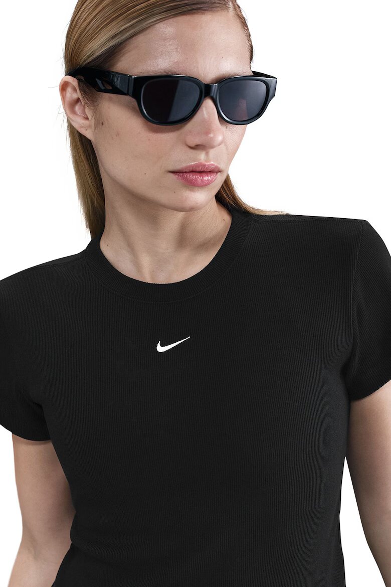 Nike Рипсена слим тениска Черен