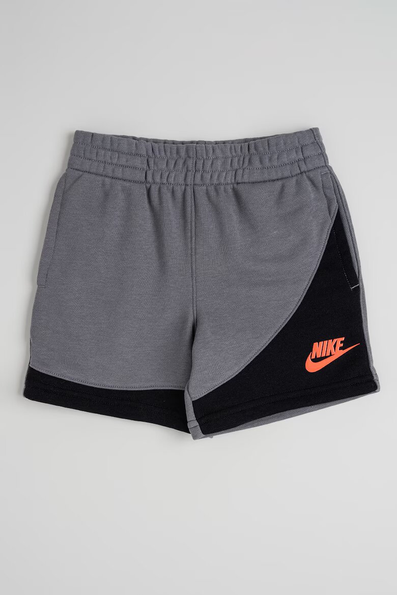 Nike Шорти с памук с еластична талия Черен/Сив меланж