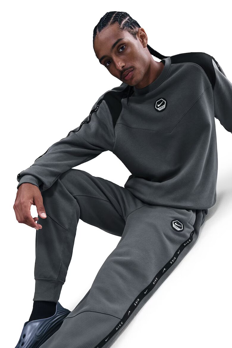 Nike Скосен спортен панталон с миди талия Черен/Tъмносив
