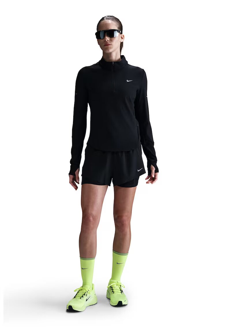 Nike Слим фитнес блуза с Dri Fit и лого - Черен/Сив