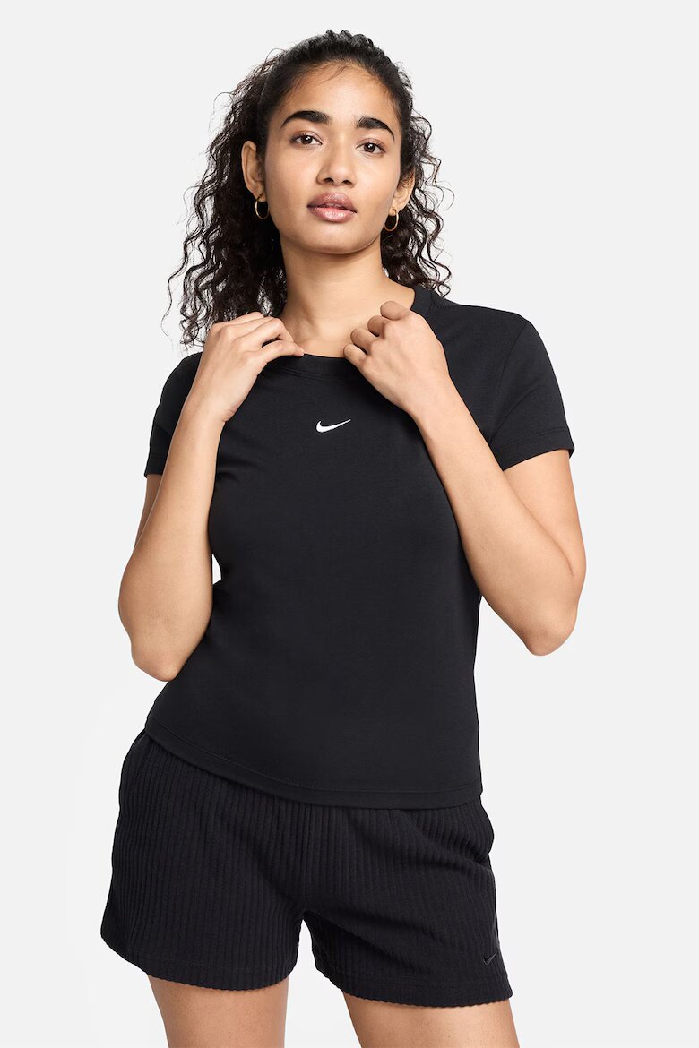 Nike Слим тениска с модал Черен/Бял
